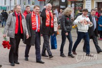 Шествие Первомайской колонны по улице Большая Покровская в Нижнем Новгороде