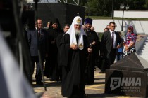 Патриарх Кирилл освятил памятник первоиерарху церкви в Арзамасе патриарху Сергию