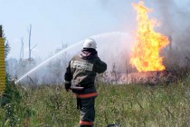 Пожарные расчеты проливали водой территорию вокруг возгорания