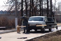 Кинолог со служебной минно-розыскной собакой