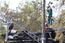 Обгорел и светофор на площади Лядова