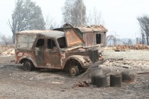 Последствия лесного пожара в селе Верхняя Верея Выксунского района Нижегородской области (03.08.2010)