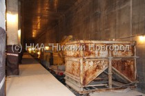 Дрезина на платформе станции метро Горьковская