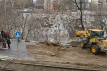 Ликвидация последствий оползня на Зеленском съезде Нижнего Новгорода
