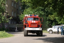 Прибытие пожарных машин