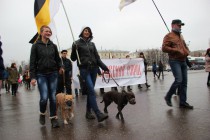 Некоторые на марш взяли своих питомцев