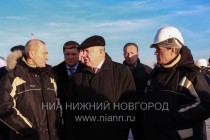 Министр транспорта и автомобильных дорог Нижегородской области Анатолий Герасименко, замгубернатора Антон Аверин, губернатор Нижегородской области Валерий Шанцев, замглавы администрации Нижнего Новгорода Сергей Миронов, директор ООО Мостоотряд №1 Валер