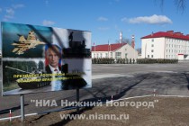 Первая тренировка пешей колонны, участвующей в параде войск Нижегородского гарнизона