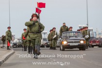 Первая тренировка парадных расчетов и механизированной колонны в полном составе прошла на Нижне-Волжской набережной в Нижнем Новгороде