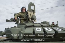 Первая тренировка парадных расчетов и механизированной колонны в полном составе прошла на Нижне-Волжской набережной в Нижнем Новгороде