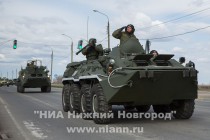 Первая тренировка парадных расчетов и механизированной колонны в полном составе прошла на Нижне-Волжской набережной в Нижнем Новгороде