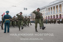 Первая тренировка военного парада на площади Минина и Пожарского в Нижнем Новгороде