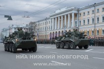 Первая тренировка военного парада на площади Минина и Пожарского в Нижнем Новгороде