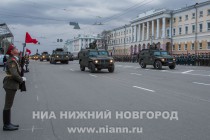 Первая тренировка военного парада на площади Минина и Пожарского в Нижнем Новгороде