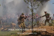 Реконструкция боя на подступах к Берлину  в нижегородском парке Победы