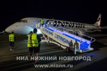 Торжественная встреча первого авиарейса из Хельсинки авиакомпании Finnair в нижегородском аэропорту Стригино
