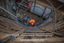 Работы по реконструкции участка канализационного коллектора в районе будущей станции метро Стрелка