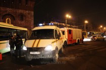 ДТП с участием пассажирского автобуса-гармошки и автомобиля Toyota Land Cruiser на площади Минина в Нижнем Новгороде