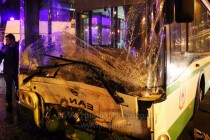 ДТП с участием пассажирского автобуса-гармошки и автомобиля Toyota Land Cruiser на площади Минина в Нижнем Новгороде