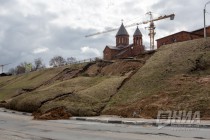 Сход грунта произошел в районе метромоста в Нижнем Новгороде