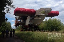 Экраноплан Спасатель (проект 903) покинул цех на территории завода Красное Сормово