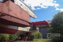 Экраноплан Спасатель (проект 903) покинул цех на территории завода Красное Сормово