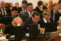 Депутаты Законодательного собрания Нижегородской области VI созыва Николай Шкилев, Александр Тимофеев и Галина Клочкова (слева направо)