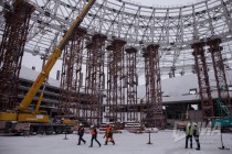 На стадионе Нижний Новгород началась установка внутреннего опорного кольца над трибунами