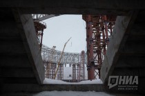 На стадионе Нижний Новгород началась установка внутреннего опорного кольца над трибунами