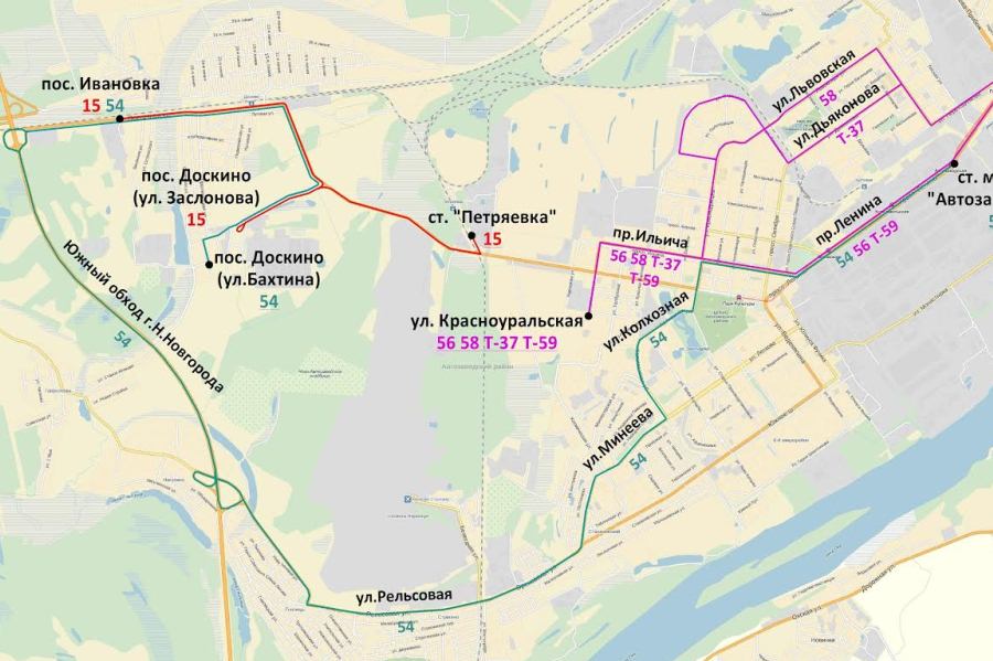 Карта движения транспорта дзержинск нижегородской области