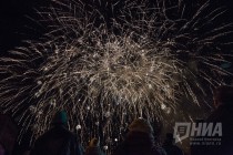 Праздничный фейерверк в День Победы в Нижнем Новгороде
