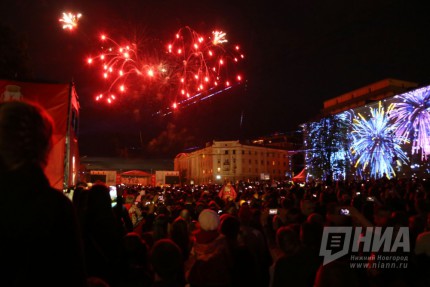 Праздничный фейерверк и мультимедийное шоу в День города в Нижнем Новгороде