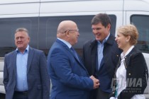 Губернатор Нижегородской области Валерий Шанцев, председатель правления ЗАО «Объединённой металлургической компании» Анатолий Седых и председатель попечительского совета Благотворительного фонда «ОМК-Участие» Ирина Седых