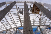 Укладка кровли из светопрозрачного поликарбоната на Стадионе Нижний Новгород