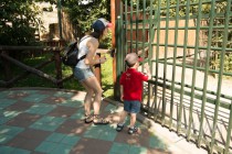 Посетители у вольера маралов