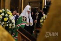 Патриарх Кирилл совершил Божественную литургию в кафедральном соборе в честь Воскресения Христова в Арзамасе