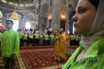 Служба в кафедральном соборе в честь Воскресения Христова в Арзамасе Нижегородской области