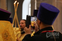 Служба в кафедральном соборе в честь Воскресения Христова в Арзамасе Нижегородской области