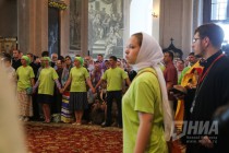 Служба в кафедральном соборе в честь Воскресения Христова в Арзамасе Нижегородской области