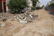 Ремонтные работы на ул. Большая Покровская в Нижнем Новгороде