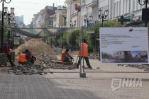 Ремонтные работы на ул. Большая Покровская в Нижнем Новгороде
