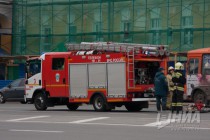 На площади Минина дежурят пожарные машины
