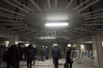 Осмотр строящейся станции метро Стрелка в Нижнем Новгороде
