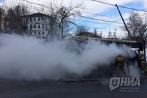 Автобус сгорел на Зеленском съезде в Нижнем Новгородеа