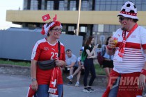 Марш швейцарских болельщиков в Нижнем Новгороде перед матчем с Коста-Рикой