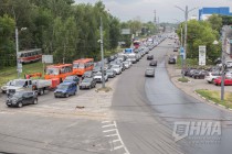 Пробка на Мызинский мост в Нижнем Новгороде утром 9 июля