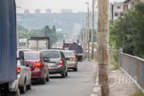 Пробка на Мызинский мост в Нижнем Новгороде утром 9 июля