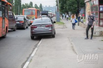 Пробка на Мызинский мост в Нижнем Новгороде утром 9 июля