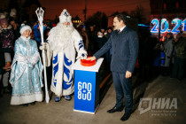 Новогодняя подсветка на Нижегородском кремле