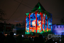 Новогодняя подсветка на Нижегородском кремле